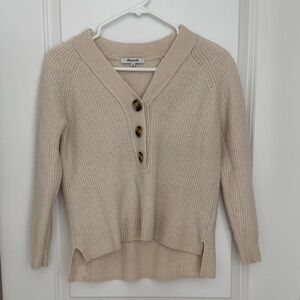 Madewell Women's V-Neck Sweater in Cream